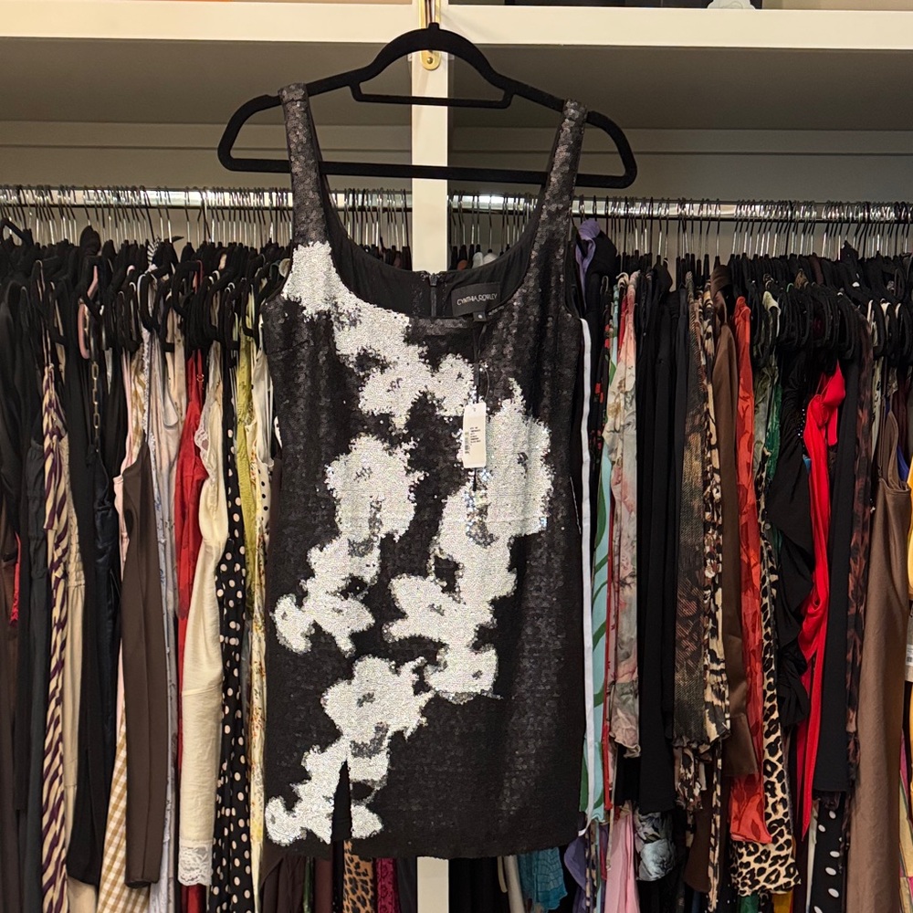 Women's Black and White Sequin dress
